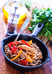 Image showing soba with meat and vegetables