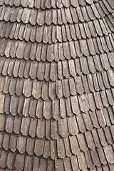 Image showing Old wooden decking with shingle