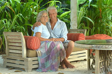 Image showing Senior couple near hotel resort