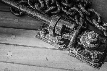 Image showing Anchor circuit on a deck of an old yacht