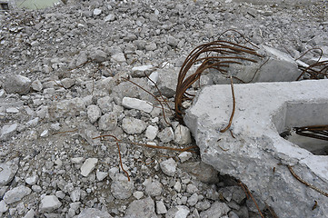 Image showing Pieces of Metal and Stone are Crumbling from Demolished Building Floors