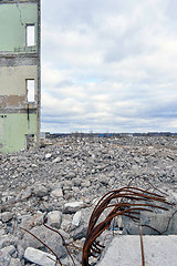 Image showing Pieces of Metal and Stone are Crumbling from Demolished Building Floors