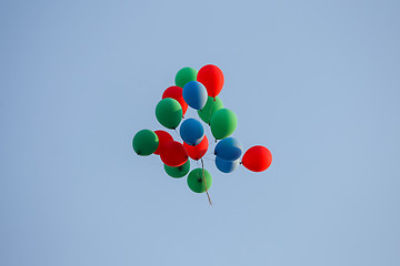 Image showing Colorful balloons in sky