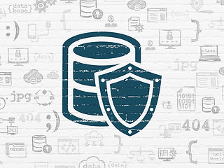 Image showing Programming concept: Database With Shield on wall background