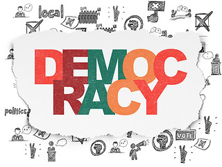 Image showing Political concept: Democracy on Torn Paper background