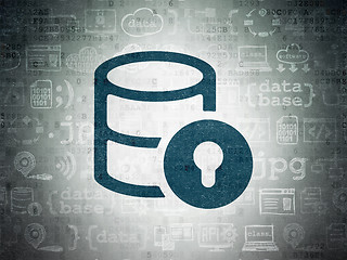 Image showing Programming concept: Database With Lock on Digital Paper background