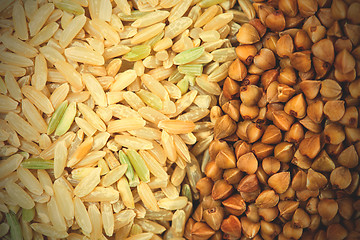 Image showing Rice and buckwheat background