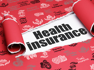 Image showing Insurance concept: black text Health Insurance under the piece of  torn paper