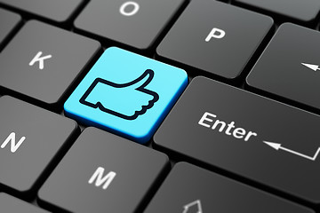 Image showing Social media concept: Thumb Up on computer keyboard background