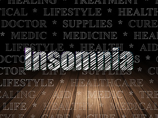 Image showing Health concept: Insomnia in grunge dark room