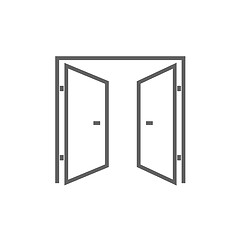 Image showing Open doors line icon.