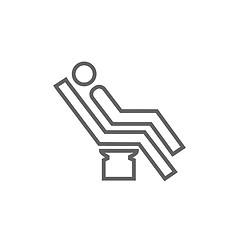 Image showing Man sitting on dental chair line icon.