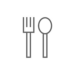 Image showing Spoon and fork line icon.