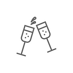 Image showing Two glasses of champaign line icon.