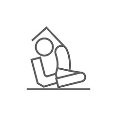 Image showing Man practicing yoga line icon.