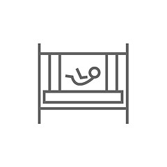 Image showing Baby laying in crib line icon.