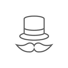 Image showing Hat and mustache line icon.