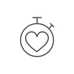 Image showing Stopwatch with heart sign line icon.