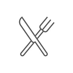 Image showing Knife and fork line icon.