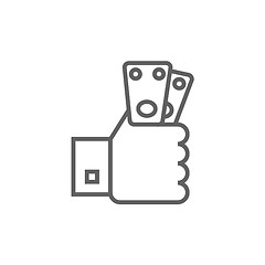 Image showing Hand holding money line icon.