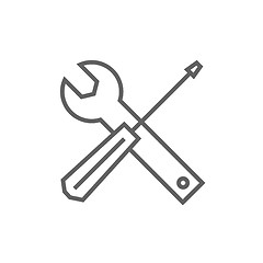 Image showing Screwdriver and wrench tools line icon.