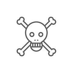 Image showing Skull and cross bones line icon.