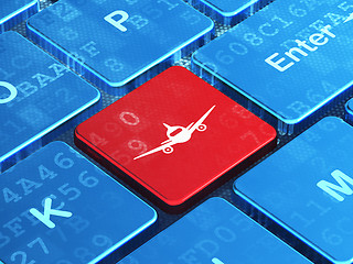 Image showing Vacation concept: Aircraft on computer keyboard background