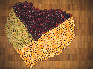 Image showing lentil, pea and bean heart