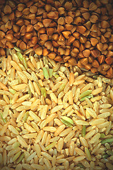Image showing buckwheat and brown rice grain