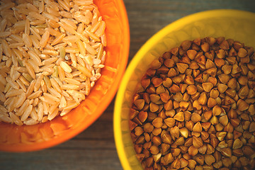 Image showing brown rice and buckwheat