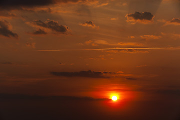 Image showing disk of the sun, sunset  