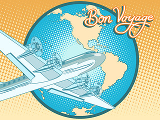 Image showing Bon voyage abstract retro plane poster