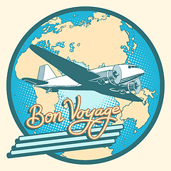 Image showing Bon voyage abstract retro plane poster