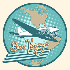 Image showing Bon voyage abstract retro plane poster