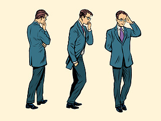 Image showing businessman thinks goes poses figure man