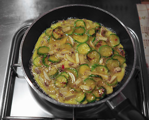 Image showing Zucchini and mushroom omelet