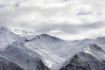 Image showing Evening sunlight mountains in haze