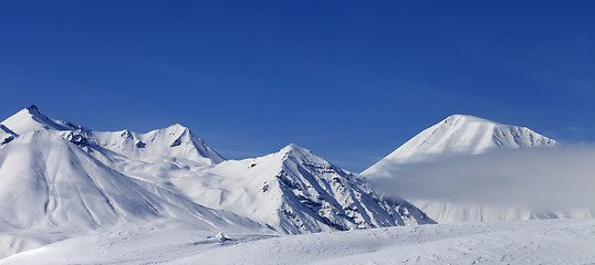 Image showing Panoramic view on winter mountains