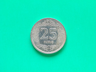 Image showing Turkish coin on green background