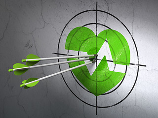 Image showing Health concept: arrows in Heart target on wall background