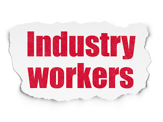 Image showing Manufacuring concept: Industry Workers on Torn Paper background