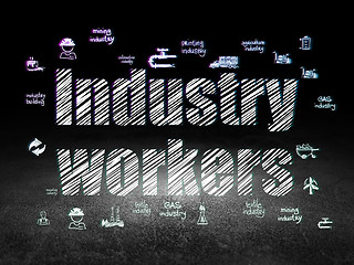 Image showing Manufacuring concept: Industry Workers in grunge dark room