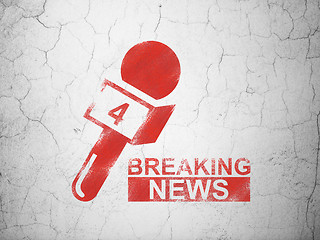 Image showing News concept: Breaking News And Microphone on wall background