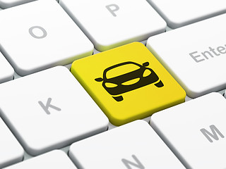 Image showing Travel concept: Car on computer keyboard background