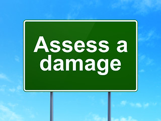Image showing Insurance concept: Assess A Damage on road sign background