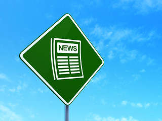 Image showing News concept: Newspaper on road sign background