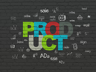 Image showing Advertising concept: Product on wall background