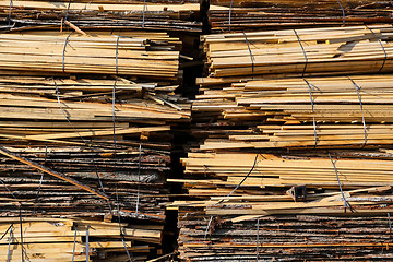 Image showing Stack of wooden boards
