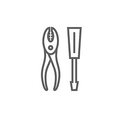 Image showing Screwdriver with pliers line icon.