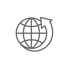 Image showing Earth and arrow around line icon.